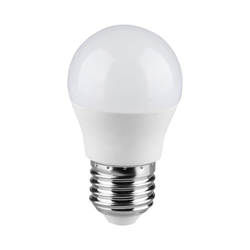 E27 6,5W LED kronepære - G45, Samsung LED chip, 4000K, 600lm, hvit plast