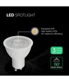 VT-247 spotlight 6W GU10 - plast, 6500K, 110°, 3 stk/pakke