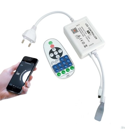 230V WiFi Smart Home dimmer - Inkl. endestykke, til 230V (Slim COB), minnefunksjon, IR-fjernkontroll, maks 50 m