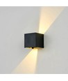 6 stk. 6W CUBIC PRO vegglampe - IP65, sort, viderekobling, justerbar, firkantet, opp/ned, inne/ute, inkl. lyskilde