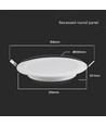24W Ø29,6cm rund bakgrunnsbelyst LED innfellingspanel - 110lm/W, Hull: Ø28 cm, Mål: Ø29,6 cm