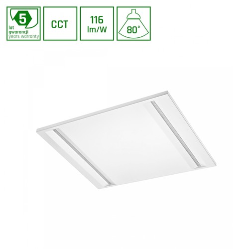 60x60 LED panel, 40W - CCT, innfellingspanel, hvit kant