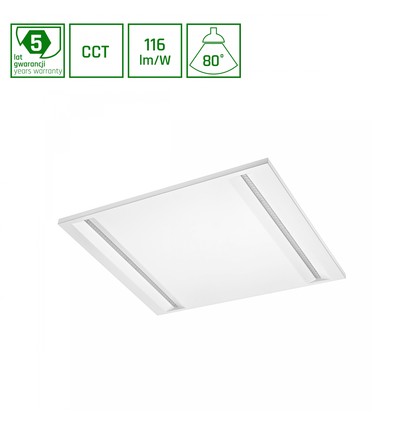 60x60 LED panel, 40W - CCT, innfellingspanel, hvit kant