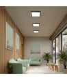 40W Taklampe, Justerbar Watt og CCT - 3 lysfarger, 24/35/40W, 5 års garanti, Firkantet, Sort kant