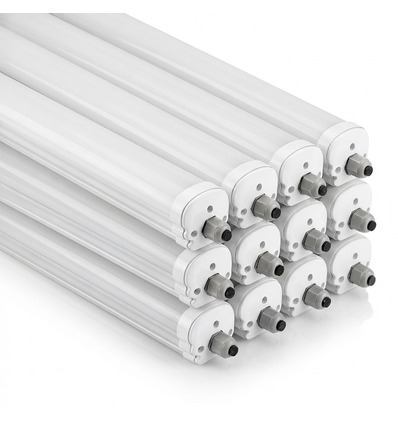 12 stk. V-Tac vanntett 48W komplett LED-armatur - 150 cm, 120lm/W, IP65, gjennomkoblet 230V