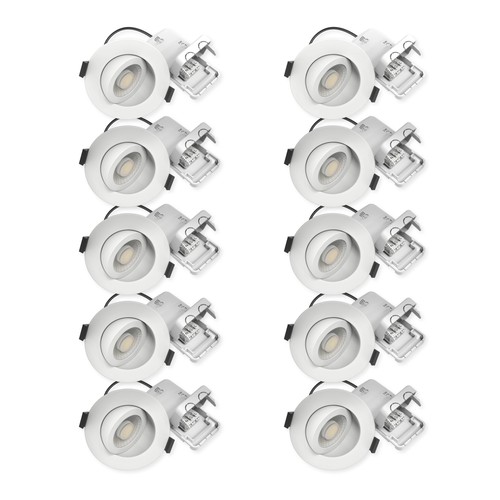10x 7W Lavprofil innfellingsspot RA96 - Direkte i isolasjon, dimbar, Hull: Ø6,8 cm, Mål: Ø9,3 cm
