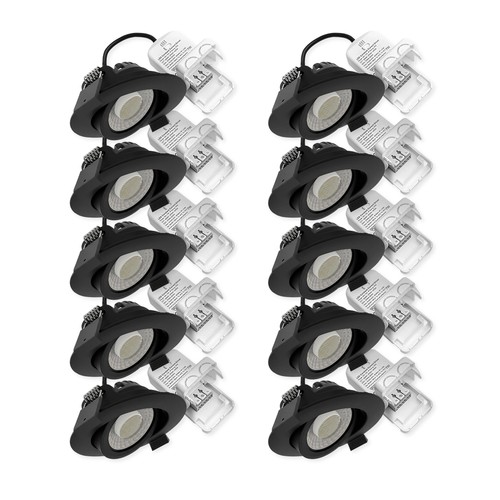 10x LEDlife DimToWarm+CCT RA96 sort innfellingsspot - Hull: Ø6,8 cm, Mål: Ø8,3 cm, 7W, hvit kant, dimbar, 230V