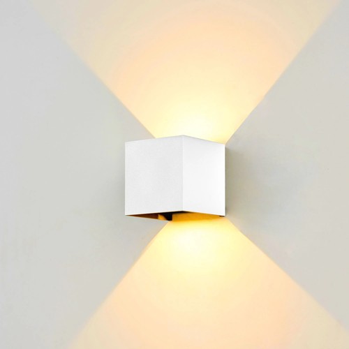 LEDlife CUBIC PRO 6W vegglampe - viderekobling, justerbar, firkantet, opp/ned, inne / ute, hvit, IP65, inkl. lyskilde