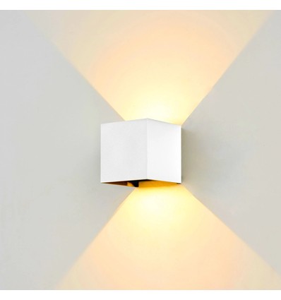 LEDlife CUBIC PRO 6W vegglampe - viderekobling, justerbar, firkantet, opp/ned, inne / ute, hvit, IP65, inkl. lyskilde