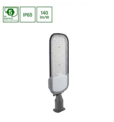 555mm Streetos 2 gatebelysning 100W - nøytral hvit, 230V, 145/75°, IP65, IK09, 172x114mm, grå, 5 års garanti