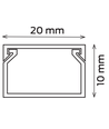 10 stk. 20x10 Kabelkanal med tape - Hvit, 20x10mm, lengde 2m