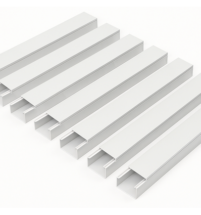 10 stk. 60x40 Kabelkanal med tape - Hvit, 60x40mm, Lengde 2m