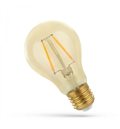 E27 4,9W LED-pære - A60, filament, ravfarget glass, ekstra varm