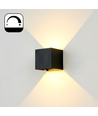 6W dimbar CUBIC PRO vegglampe - IP65, sort, viderekobling, justerbar, firkantet, opp/ned, inne / ute, inkl. lyskilde
