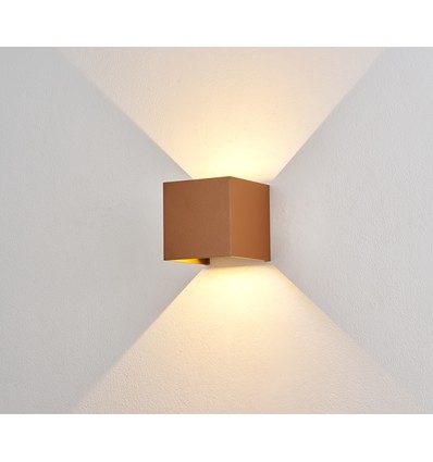 6W CUBIC PRO vegglampe - IP65, Cortenfarget, sløyfbar, justerbar, firkantet, opp/ned, inne / ute, inkl. lyskilde
