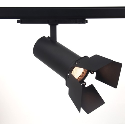 30W 3-faset DALI dimbar RA90 skinnespot - Sort, med barndoor/klaffer, bikubegitter