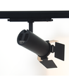 30W 3-faset DALI dimbar RA90 skinnespot - Sort, med barndoor/klaffer, bikubegitter