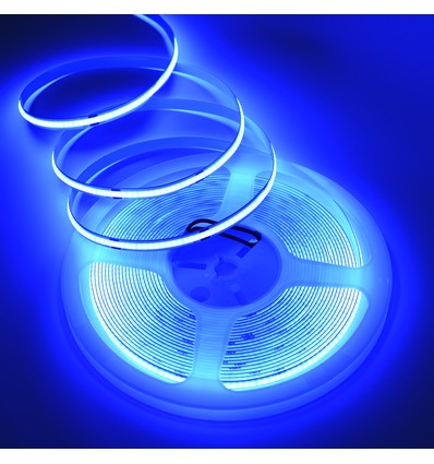 10m 9W/m Blå COB-LED strip - 24V DC, IP20, 320 LED/m
