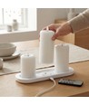 3-pakning hvite LED stearinlys, flammeeffekt - Ø2,2cm, Høyde: 24,5cm, kronelys, inkl. fjernkontroll, timer