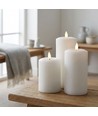 3-pakning hvite LED stearinlys, flammeeffekt - Ø2,2cm, Høyde: 24,5cm, kronelys, inkl. fjernkontroll, timer