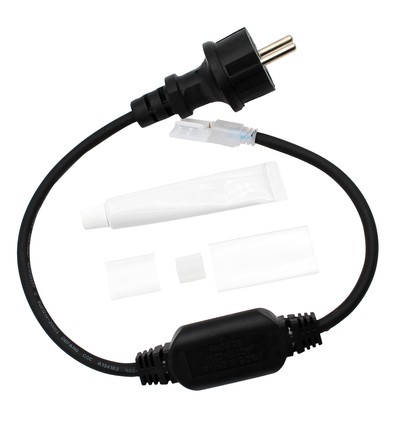 Vandtæt stik til 230V LED strip (Slim COB) - 50 cm, Inkl. endeprop, 230V