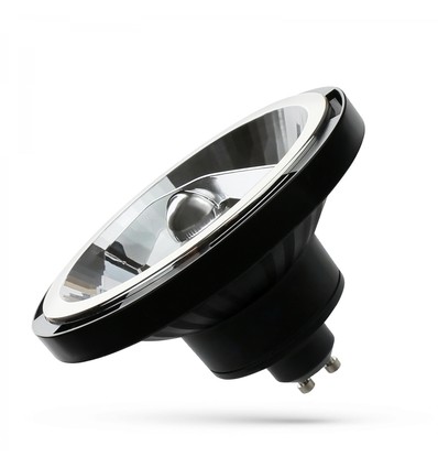 GU10 10W LED-spot - AR111, 20° spredning, 5 års garanti, sort hus