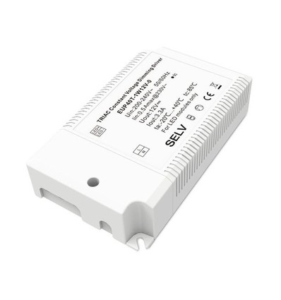40W / 12V DC dimbar strømforsyning - 3,3A, Triac, IP20
