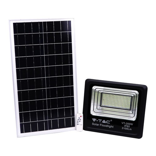 V-Tac 200W Solcelle LED lyskaster - 40W solcellepanel, 6000K, IP65, utendørs
