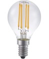 E14 4W dimbar LED kronepære - G45, filament, 2200K, klart glass