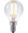 E14 4W dimbar LED kronepære - G45, filament, 2200K, klart glass