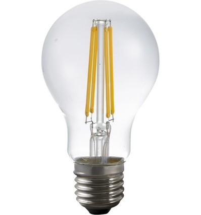 E27 7W LED filamentpære med lyssensor - A60, 810lm, klart glass, 2700K