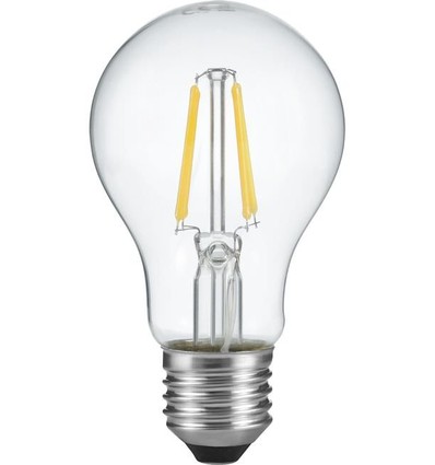 E27 4W LED filamentpære med lyssensor - A60, 470lm, 2700K, klart glass