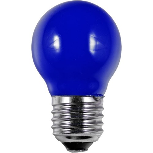 E27 1W LED kronepære - Blå, G45 filament, Party Colour Premium