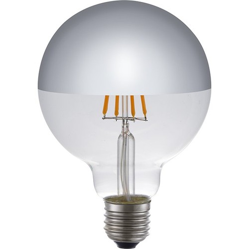 E27 4W dimbar LED globepære - G95, topforsølvet, filament, 2500K