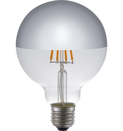 E27 4W dimbar LED globepære - G95, topforsølvet, filament, 2500K