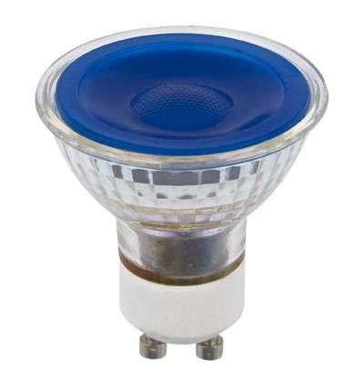 GU10 5W LED-pære - Blå, 38°, glass, 230V
