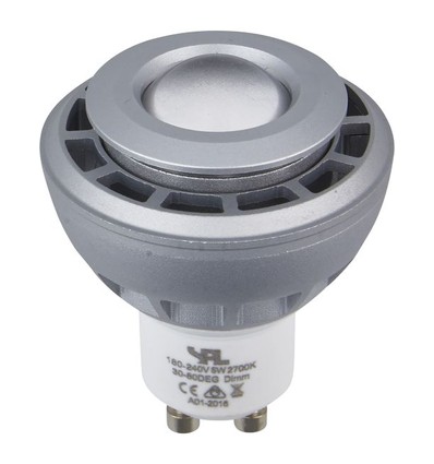 GU10 5,5W DimToWarm LED-pære - 2000-2800K, 30-80°, sølv, dimbar