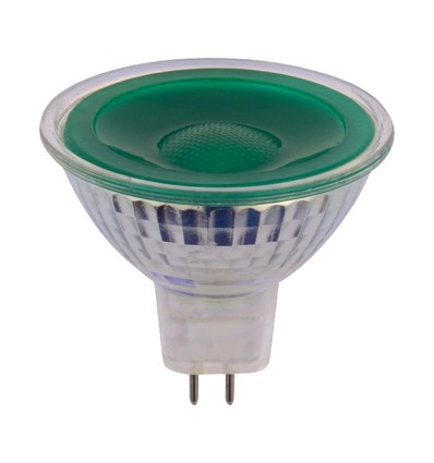 GU5.3 5W LED-pære, 12V - MR16, 38°, Grønn, glass