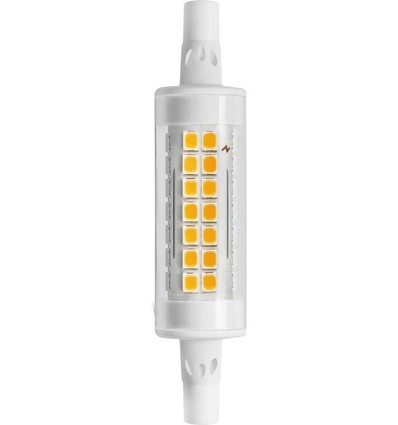 R7S 78mm / 7W LED-pære - 1000lm, klart glass, keramikk, varmhvit