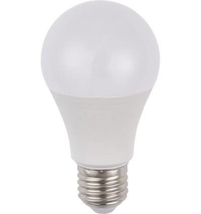 E27 9,5W LED-pære, 100-240V - A60, 900lm, 6500K, AC/DC, opalglass