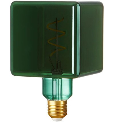 E27 4W dimbar LED-pære - Ice Cube C95, Metallic Grønn, Filament Flex, 2700K