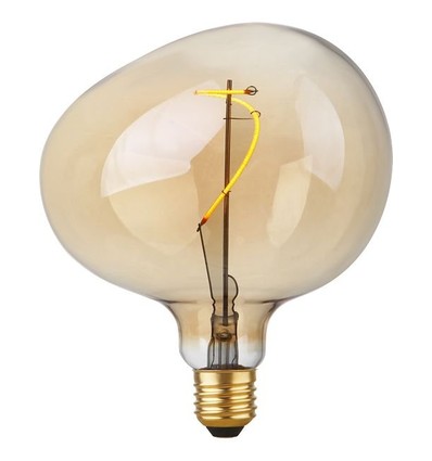 E27 4W dimbar LED-pære - G150, Filament Flex Snoopy, 2200K, gullfarget glass