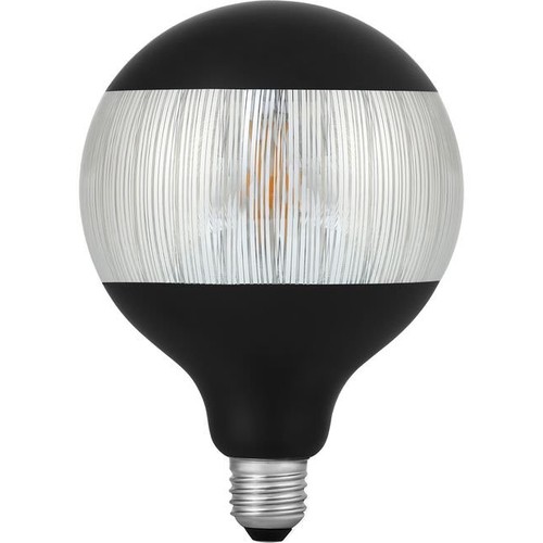 E27 4W dimbar LED-pære - G125, Laser Stripe, sort/sølv, 2500K, 120lm