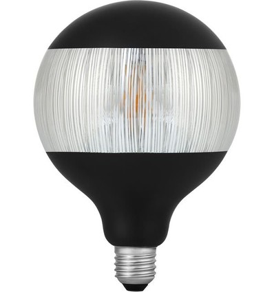 E27 4W dimbar LED-pære - G125, Laser Stripe, sort/sølv, 2500K, 120lm