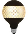 E27 4W dimbar LED globepære - G125, Laser Blox, 120lm, 2500K, sort/sølv