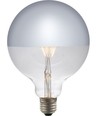 E27 6,5W dimbar LED-kronepære - G125, toppforsølvet, filament, 2500K, sølv finish