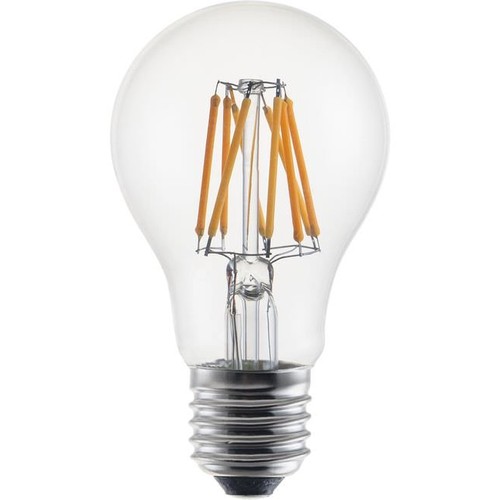 E27 6W DimToWarm LED filamentpære - A60, 600lm, dimbar, klart glass, 2200K-2700K