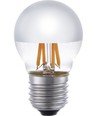 E27 4W dimbar LED kronepære - G45, Filament, Toppforsølvet, 2500K, Sølv