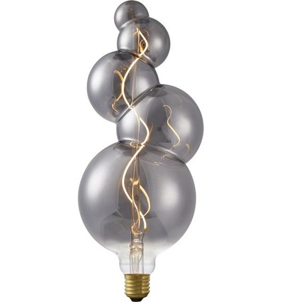 E27 4W XXL Flex Bubble-5 LED-pære - 100lm, 2200K, dimbar, røykfarget glass, filament