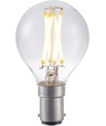 BA15d 4W dimbar LED kronepære - G45, filament, klart glass, 2700K